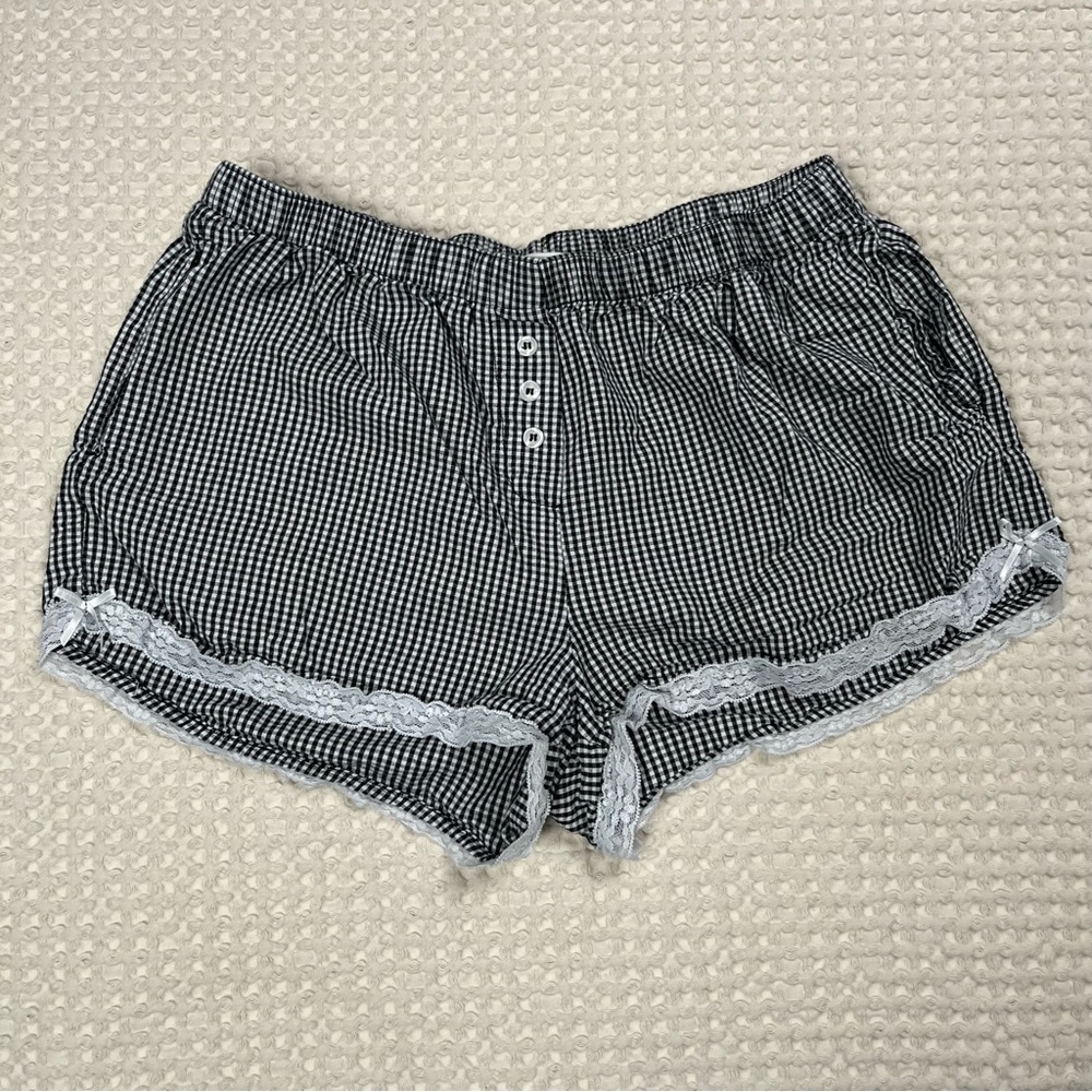 FULL TILT Gingham Lace Trim Shorts Coquette Plaid